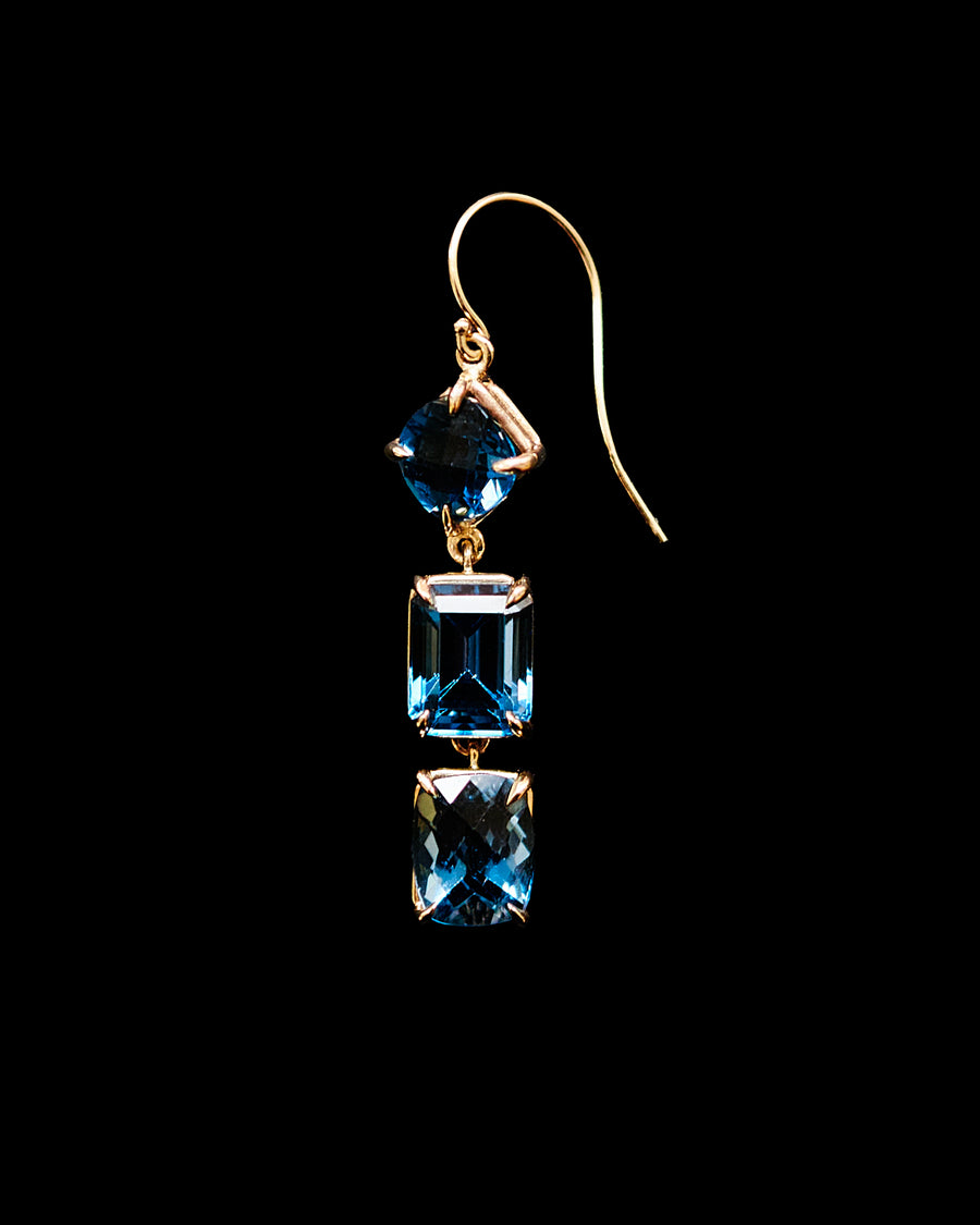 Rectangle Drop Earrings Blue - Judith Leiber